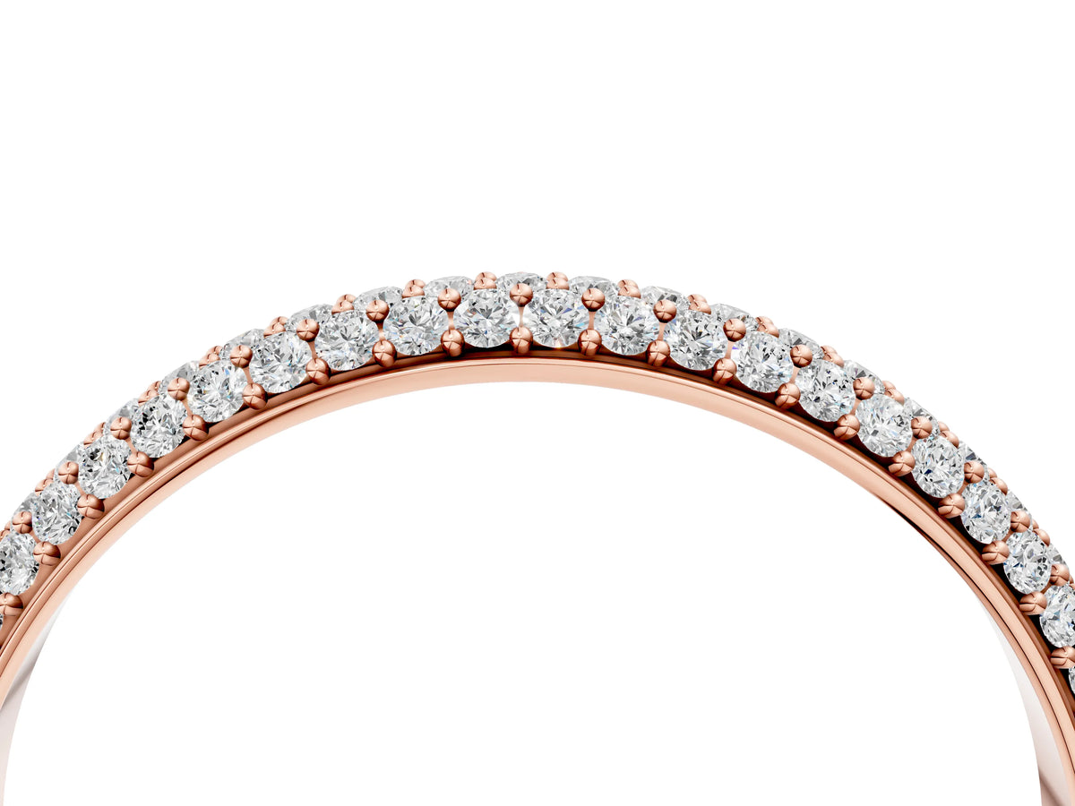 Rose gold Three-Row Round Diamond Pavé Eternity Band_4