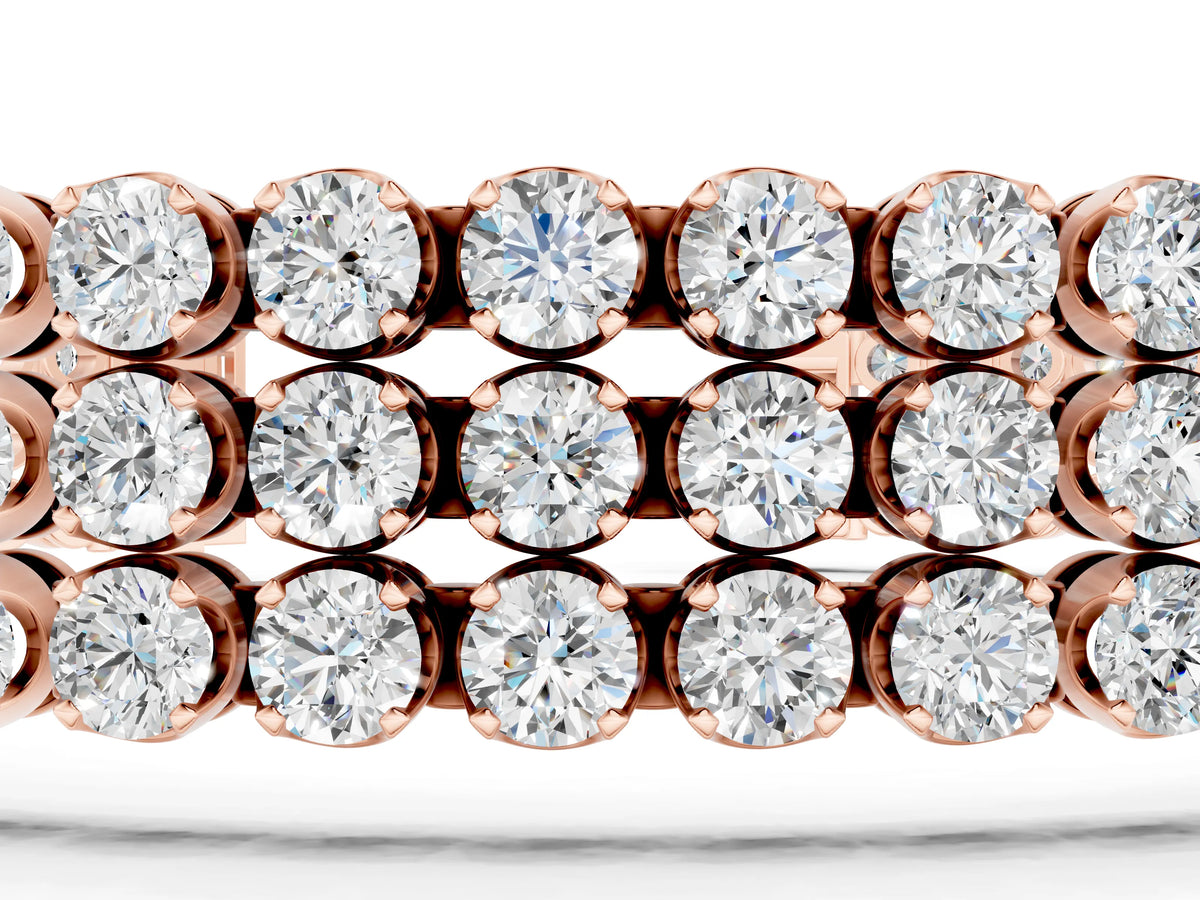 Rose gold Three-Row Round Diamond Tennis Bracelet with Bezel Setting_1