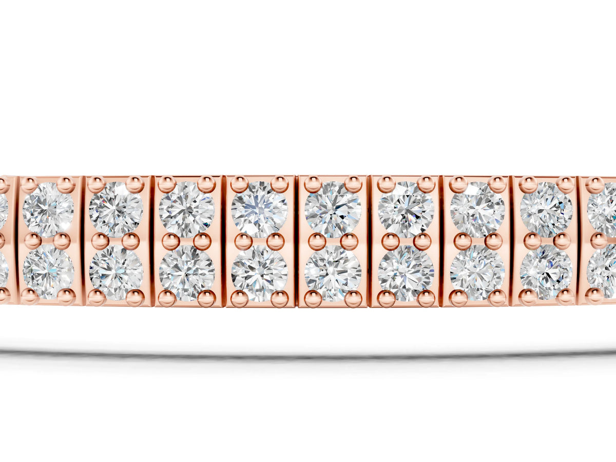 Rose gold Three-Row Round Diamond Tennis Bracelet with Prong Setting_1