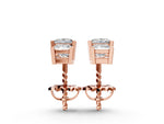 Rose gold Three-Stone Princess Cut Channel Set Earrings with Bar Prong Setting