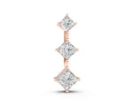 Rose gold Three-Stone Princess Cut Diamond Pendant with Four-Prong Setting