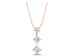Rose gold Three-Stone Princess Cut Diamond Pendant with Four-Prong Setting_1
