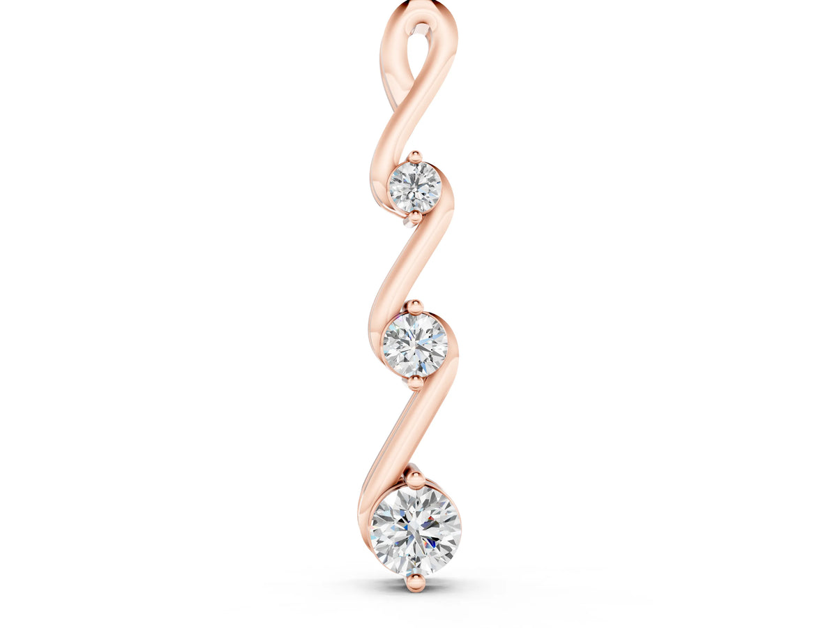 Rose gold Three-Stone Round Brilliant Prong Set Pendant