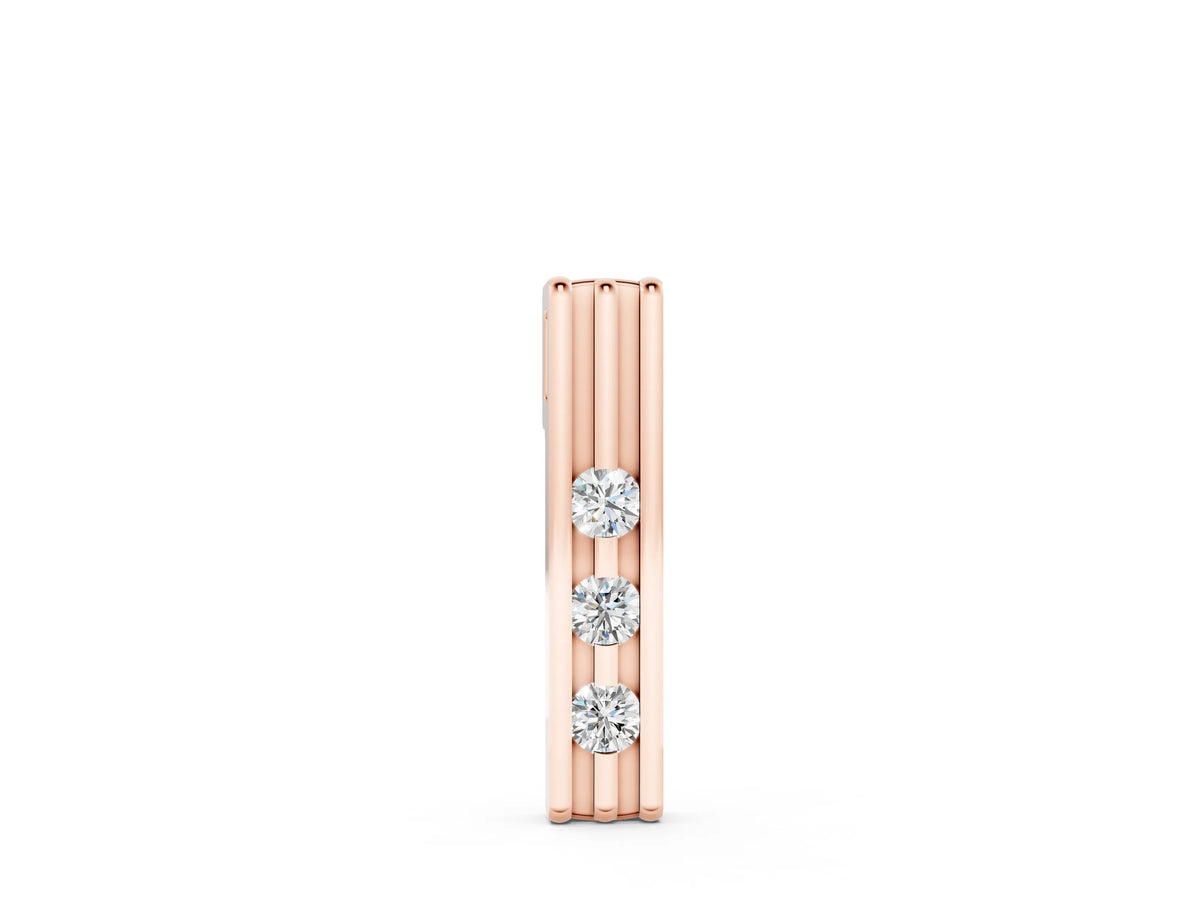 Rose gold Three-Stone Round Channel Set Pendant