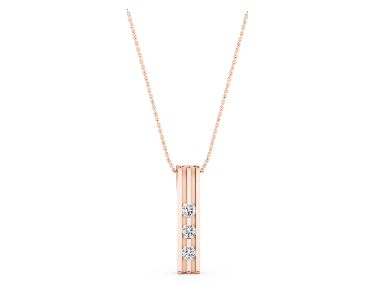 Rose gold Three-Stone Round Channel Set Pendant_1