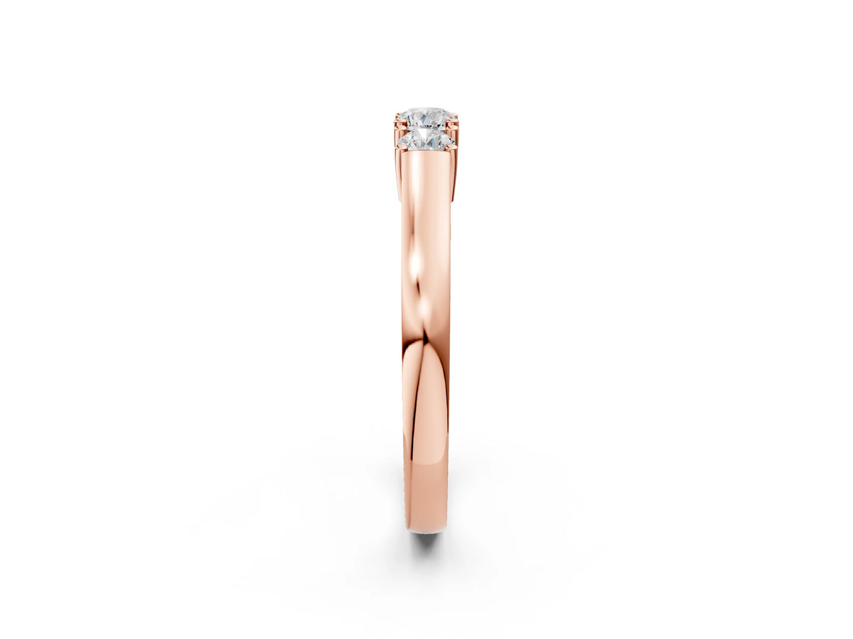 Rose gold Three-Stone Round Cut Diamond Channel Set Band with Prong Setting_2