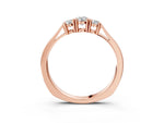 Rose gold Three-Stone Round Cut Diamond Channel Set Band with Prong Setting_3