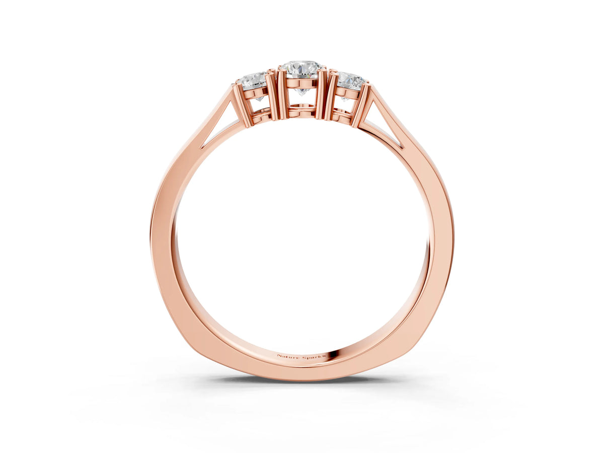 Rose gold Three-Stone Round Cut Diamond Channel Set Band with Prong Setting_3