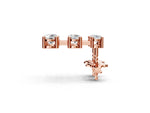 Rose gold Three-Stone Round Cut Drop Earrings with Prong Setting_2