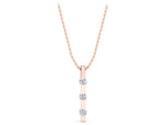 Rose gold Three-Stone Round Diamond Bar Pendant with Channel Setting_1