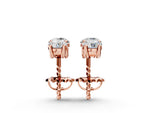 Rose gold Three-Stone Round Diamond Channel Band Prong-Set Earrings