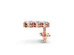 Rose gold Three-Stone Round Diamond Drop Earrings with Prong Setting on White Gold_2