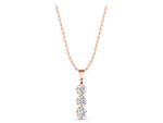Rose gold Three-Stone Round Diamond Drop Pendant with Four-Prong Setting_1