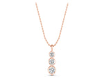 Rose gold Three-Stone Round Diamond Drop Pendant with Prong Setting_1