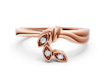 Rose gold Three-Stone Round Diamond Leaf Bypass Ring with Bezel Setting