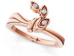 Rose gold Three-Stone Round Diamond Leaf Bypass Ring with Bezel Setting_1