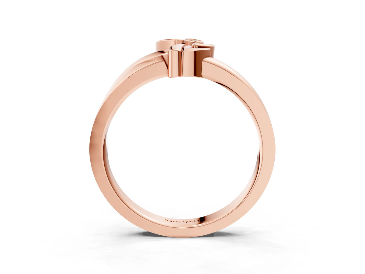 Rose gold Three-Stone Round Diamond Leaf Bypass Ring with Bezel Setting_3