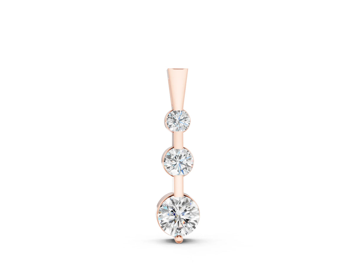 Rose gold Three-Stone Round Diamond Prong-Set Pendant
