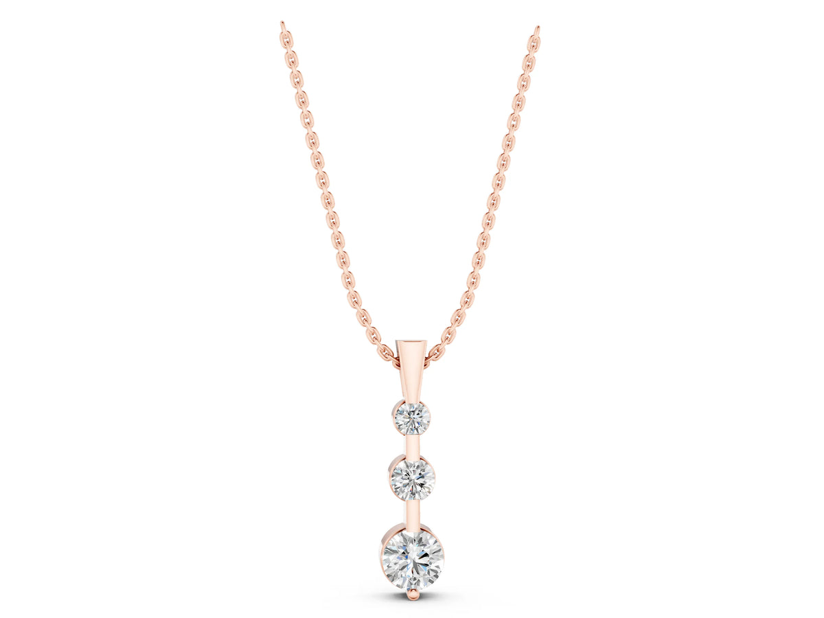 Rose gold Three-Stone Round Diamond Prong-Set Pendant_1