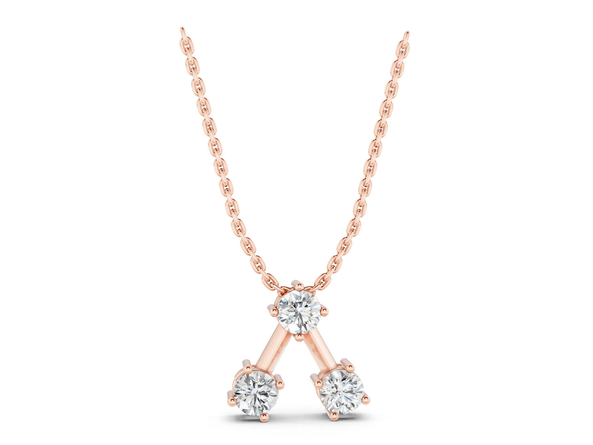 Rose gold Three-Stone Round Diamond Prong Set Pendant_1