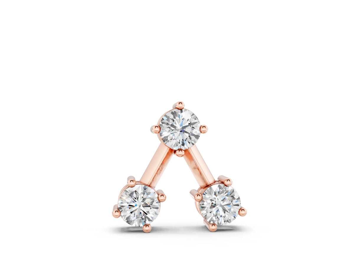 Rose gold Three-Stone Round Diamond Prong Set Pendant
