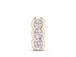 Rose gold Three Stone Round Diamond Shared Prong Pendant