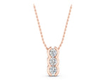 Rose gold Three Stone Round Diamond Shared Prong Pendant_1