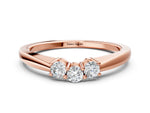 Rose gold Three-Stone Round Diamond Tension Set Solitaire Band with Prong Setting