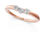 Rose gold Three-Stone Round Diamond Tension Set Solitaire Band with Prong Setting_1