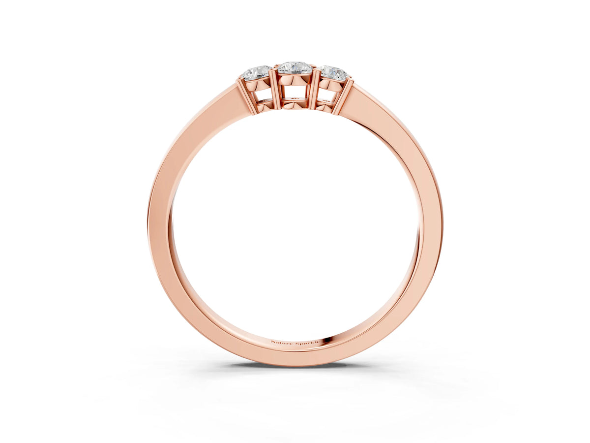 Rose gold Three-Stone Round Diamond Tension Set Solitaire Band with Prong Setting_3