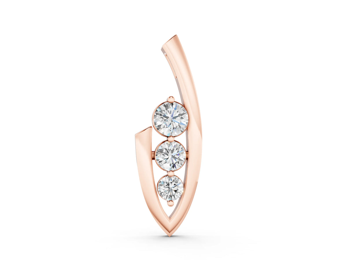 Rose gold Three-Stone Round Prong-Set Pendant