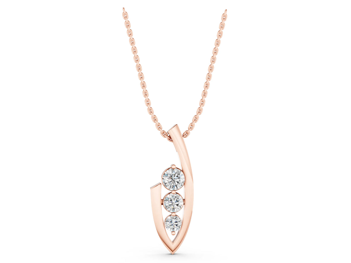 Rose gold Three-Stone Round Prong-Set Pendant_1