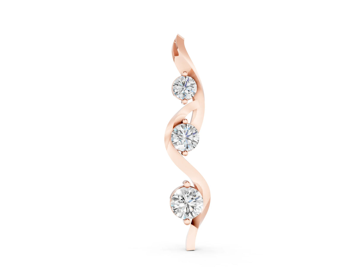 Rose gold Three-Stone Round Prong-Set Swirl Pendant