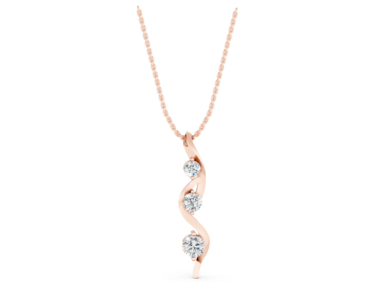 Rose gold Three-Stone Round Prong-Set Swirl Pendant_1