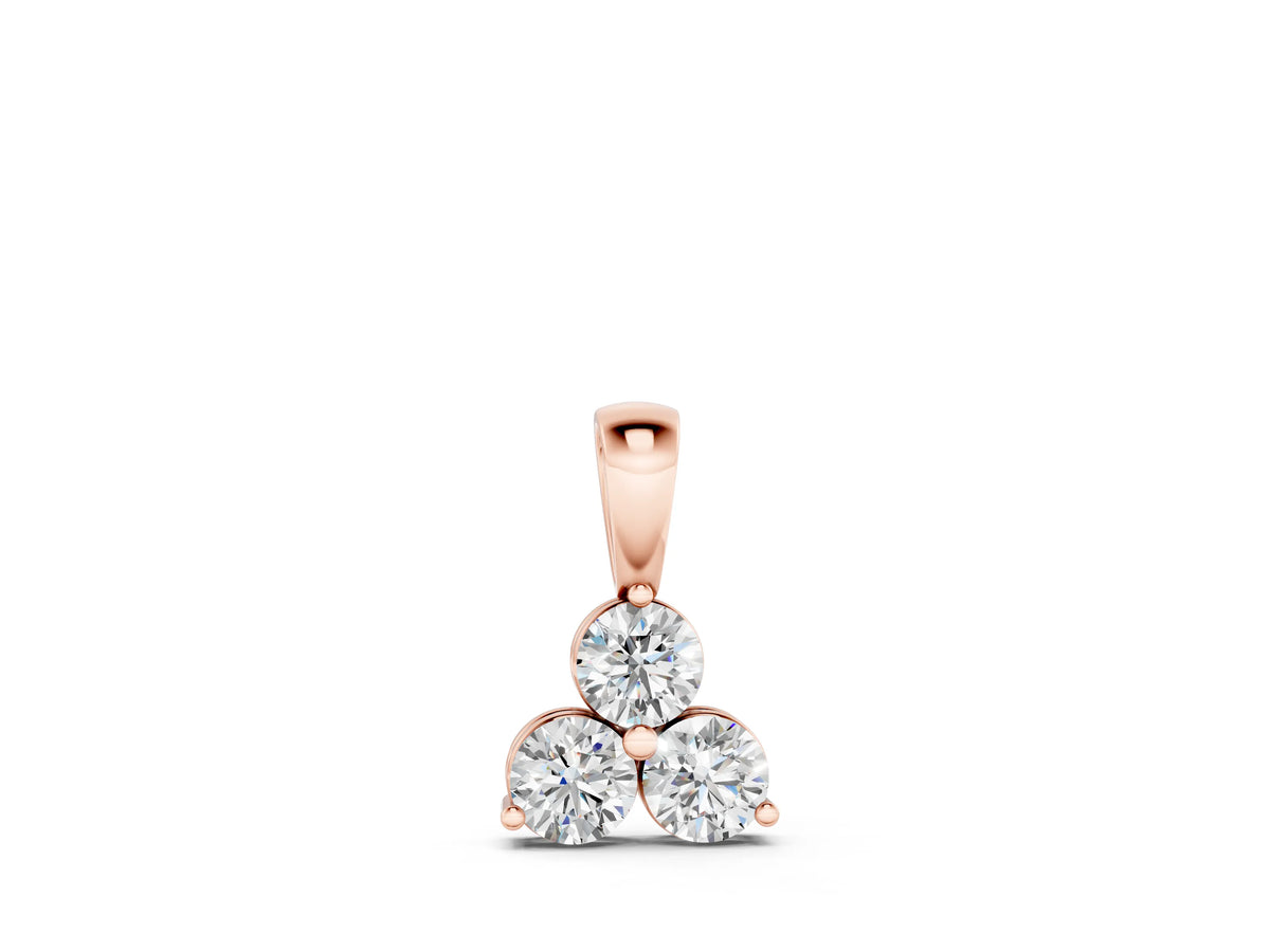 Rose gold Triangular Cluster Round Diamond Prong Pendant
