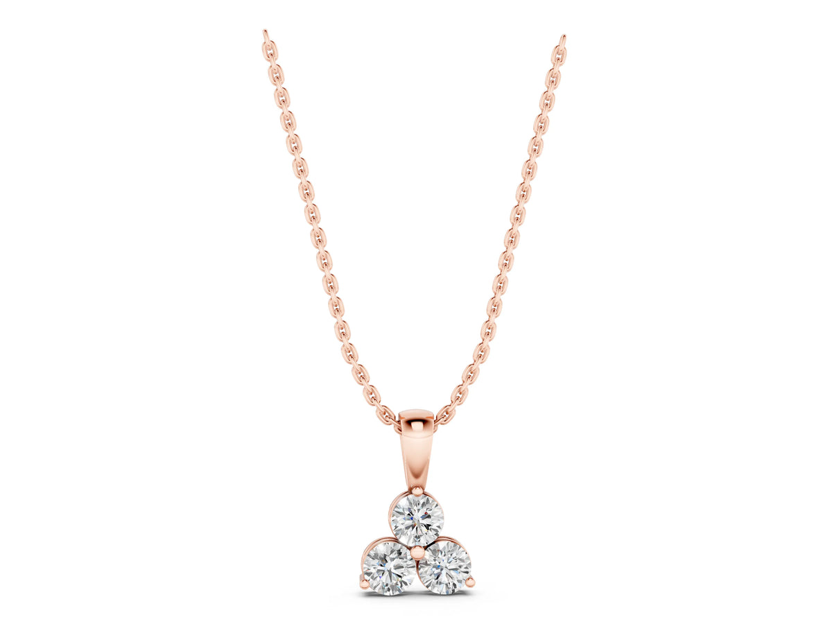 Rose gold Triangular Cluster Round Diamond Prong Pendant_1