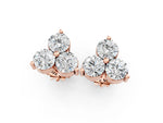 Rose gold Triangular Cluster Round Diamond Stud Earrings with Prong Setting_1