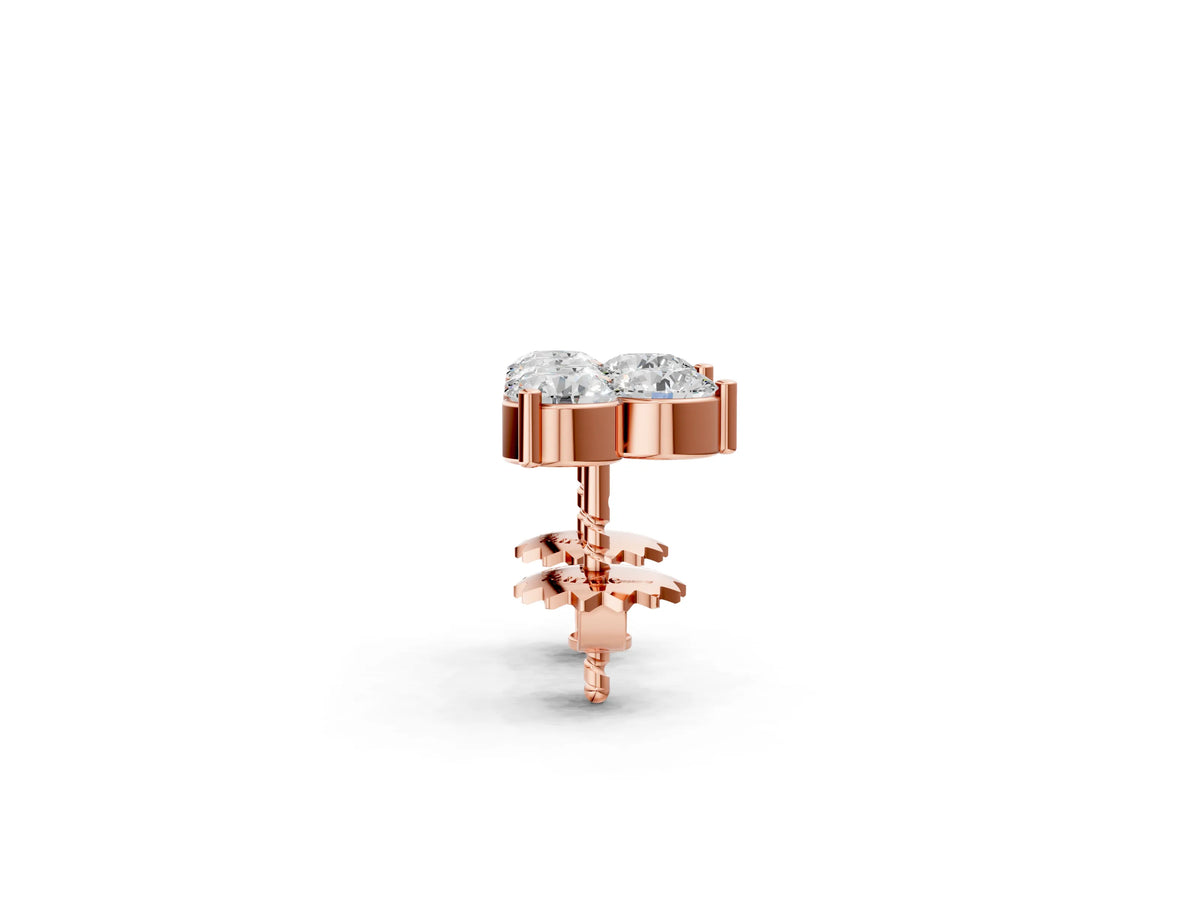 Rose gold Triangular Cluster Round Diamond Stud Earrings with Prong Setting_2