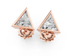 Rose gold Trillion Diamond Bezel-Set Solitaire Stud Earrings_1