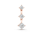 Rose gold Triple Princess Cut Drop Pendant with Four-Prong Setting