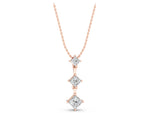 Rose gold Triple Princess Cut Drop Pendant with Four-Prong Setting_1