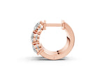 Rose gold Triple Round Diamond Huggie Earrings with Prong Setting_1