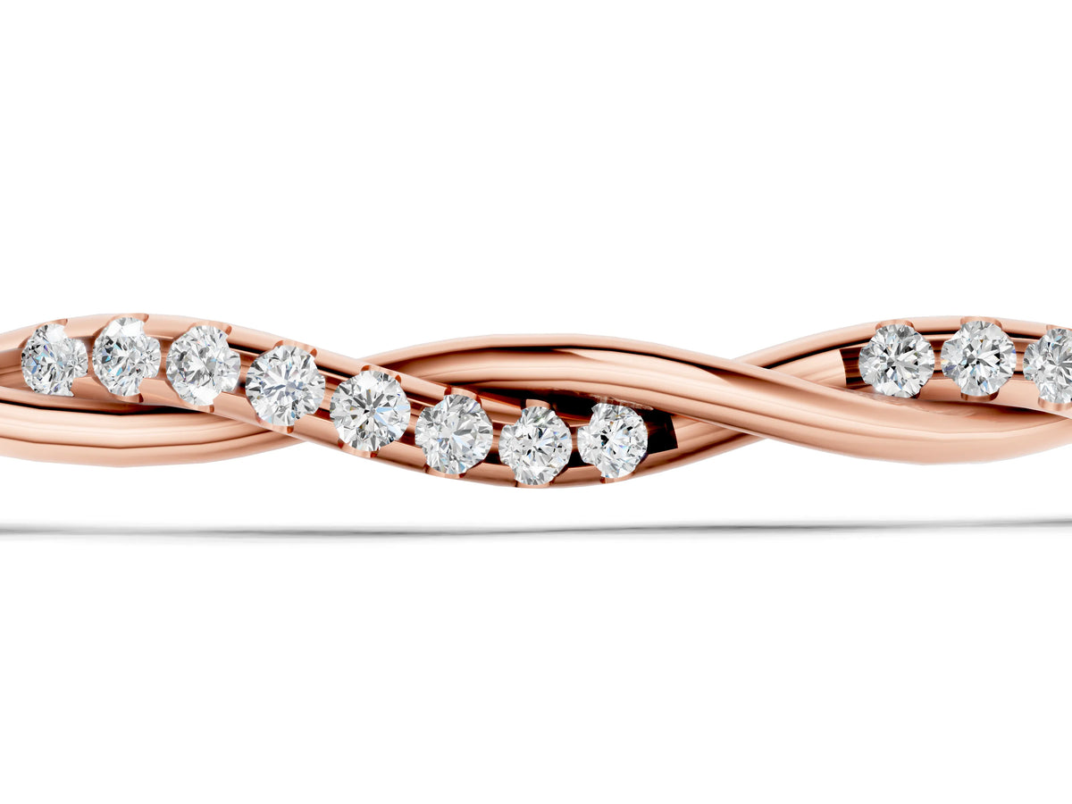 Rose gold Twisted Diamond Round-Cut Cable Chain Bracelet with Bezel Setting_1