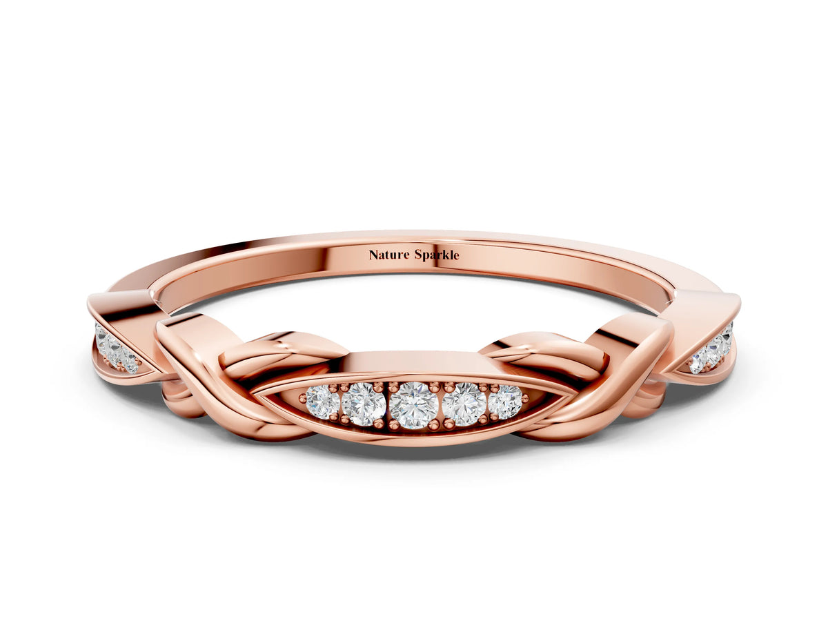 Rose gold Twisted Marquise Diamond Pavé Band with Shared Prong Setting