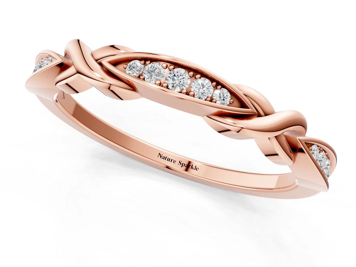 Rose gold Twisted Marquise Diamond Pavé Band with Shared Prong Setting_1