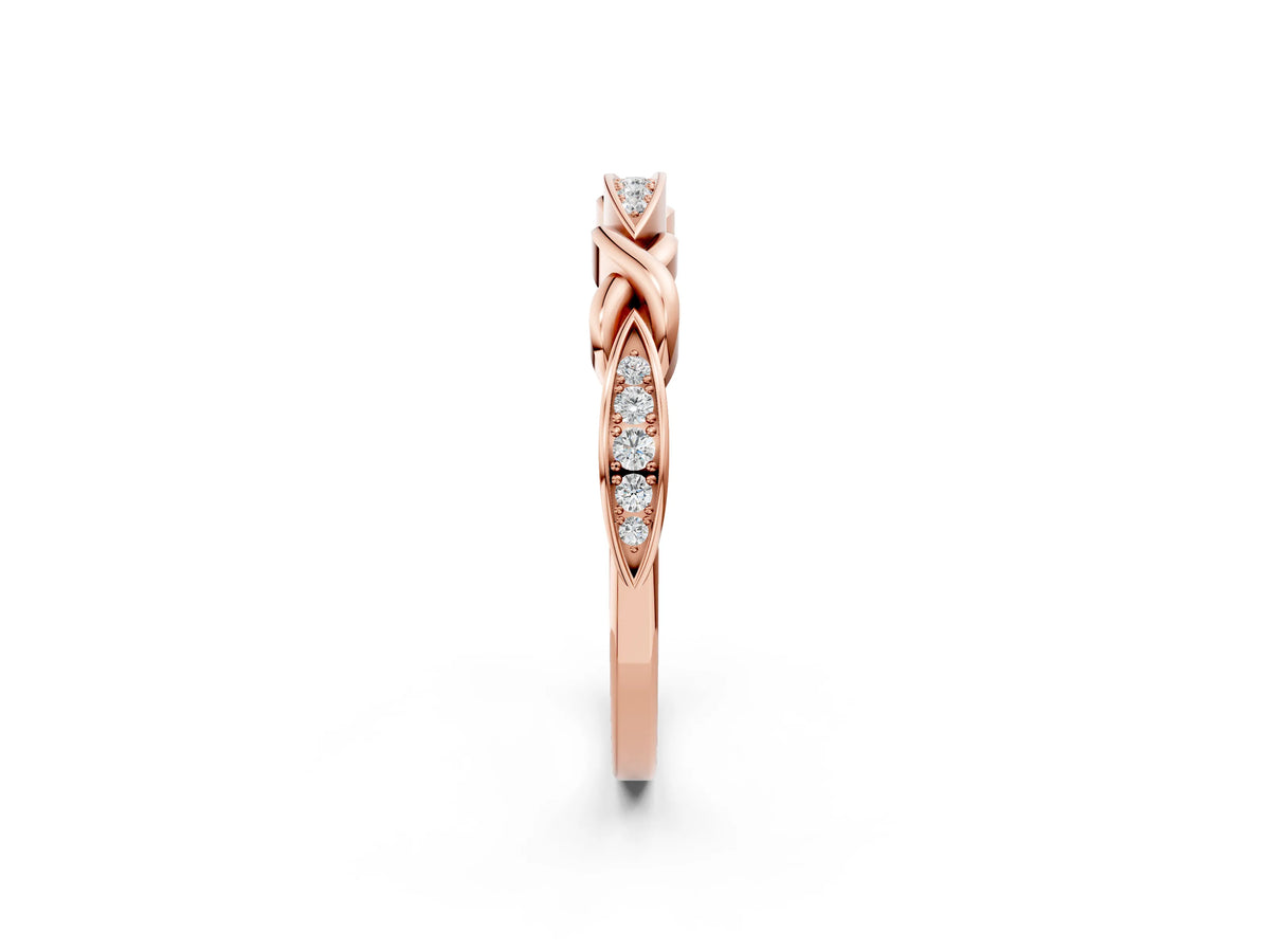 Rose gold Twisted Marquise Diamond Pavé Band with Shared Prong Setting_2