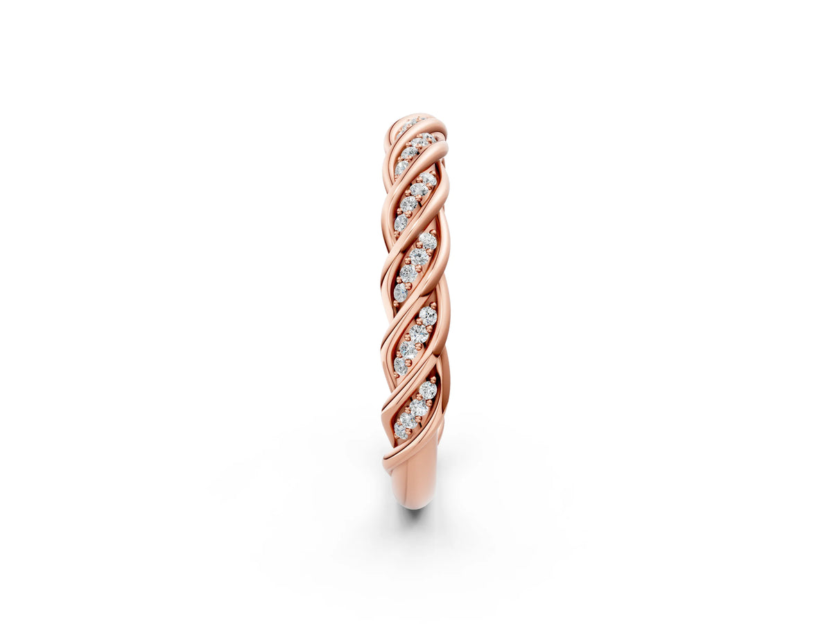 Rose gold Twisted Pavé Round Diamond Eternity Band with Shared Prong Setting_2