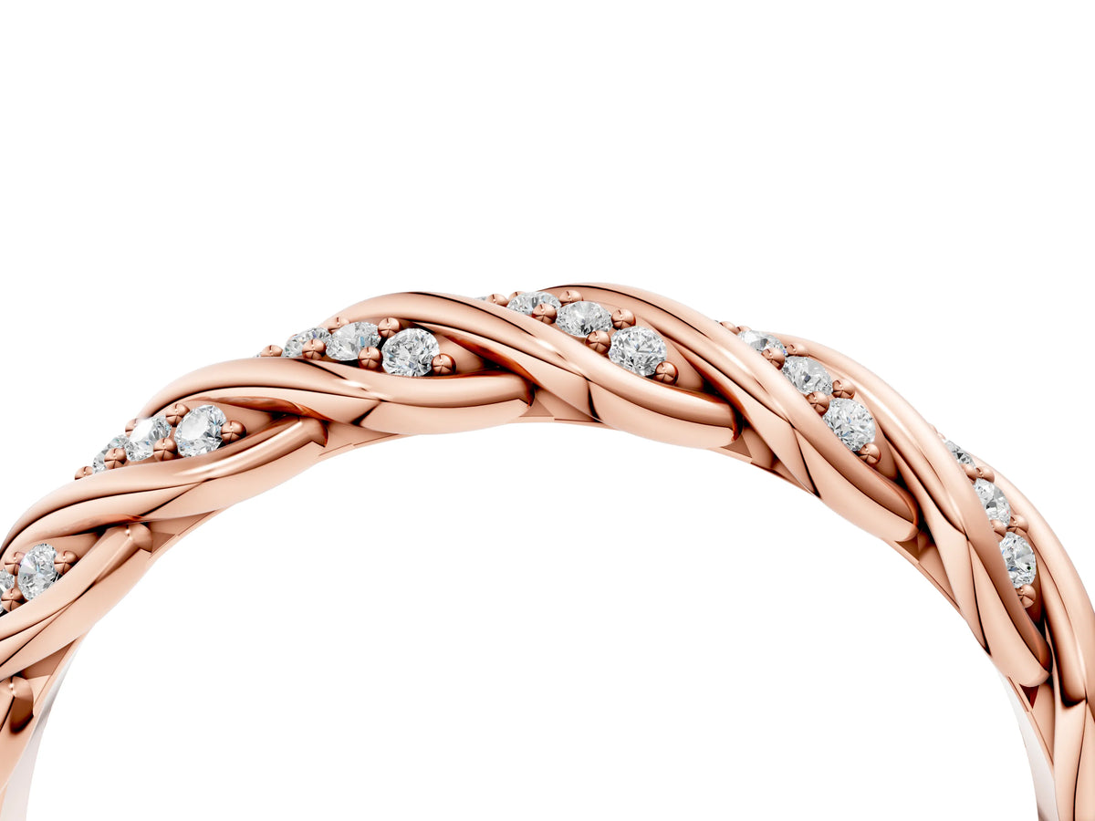 Rose gold Twisted Pavé Round Diamond Eternity Band with Shared Prong Setting_4