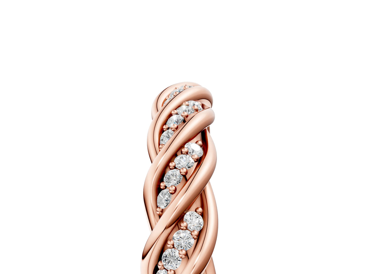 Rose gold Twisted Pavé Round Diamond Eternity Band with Shared Prong Setting_5