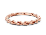 Rose gold Twisted Rope Solitaire Band with Round Stone and Bezel Setting